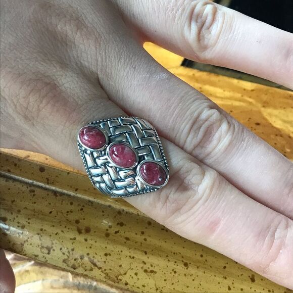 Norwegian Thulite Sterling Silver Ring Size 9 - Picture 3 of 8